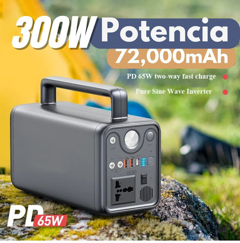Powerbank Estación Carga Portátil 72000mah + Panel Solar 60w Color Gris