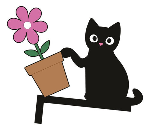 Fa Esquina De La Puerta Izquierda Gato De Maceta De Flores