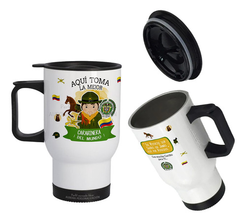 Mug Vaso Termico Viajero Para Carro Mejor Carabinera