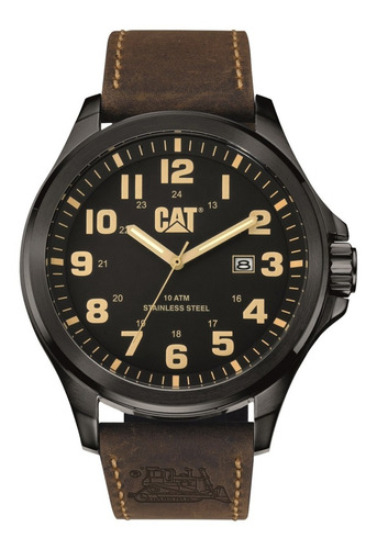 Reloj Caterpillar Pu 161.35.114 Operator Brown Leather Color de la malla Marrón oscuro Color del bisel Negro Color del fondo Negro