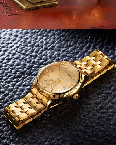 Relógio Feminino E Masculino Dourado Importado +frete Gratis