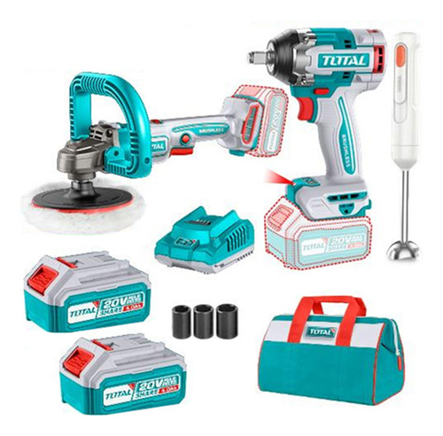 Kit Llave De Impacto+ Pulidora+ Batidora Multimixer 20v