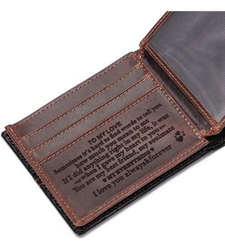 Cartera De Cuero Grabada Personalizada Para Novio Esposo De