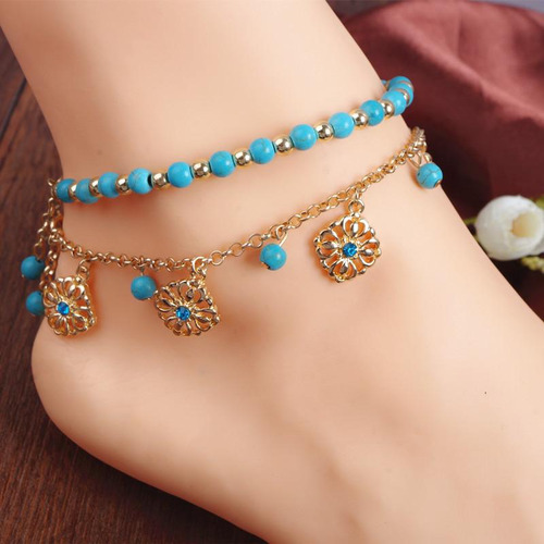 4x Tornozeleira Feminina Com Corrente De Tornozelo Pulseira