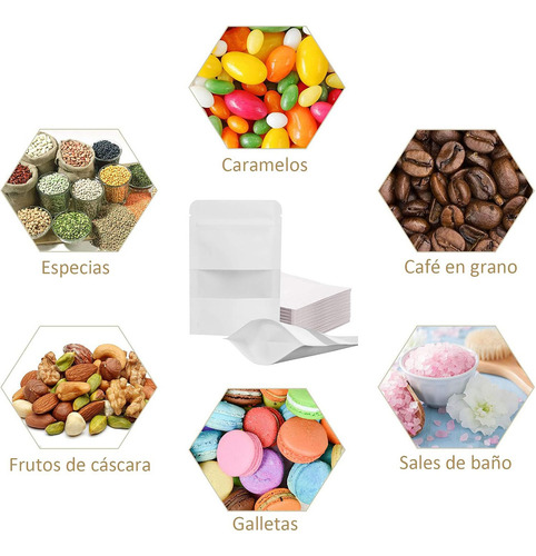 Bolsa Stand Up Con Ventana - 16x24cm (250g), 100pz Blanca