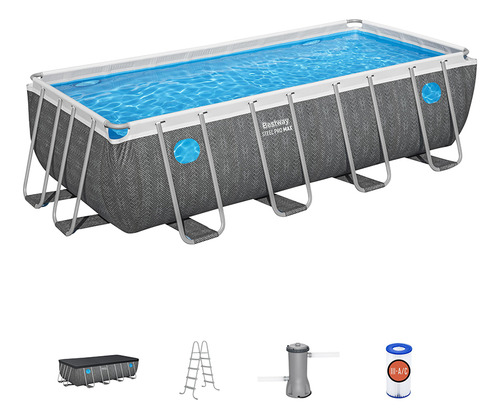 Alberca Estructural Bestway Steel Promax Rectangular 488x244 Color Gris Steel Pro Max