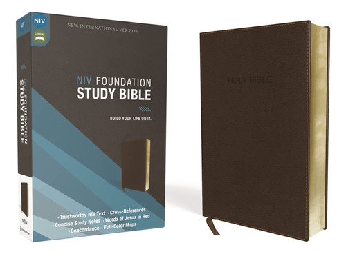 Niv, Foundation Study Bible, Leathersoft, Brown, Red Letter
