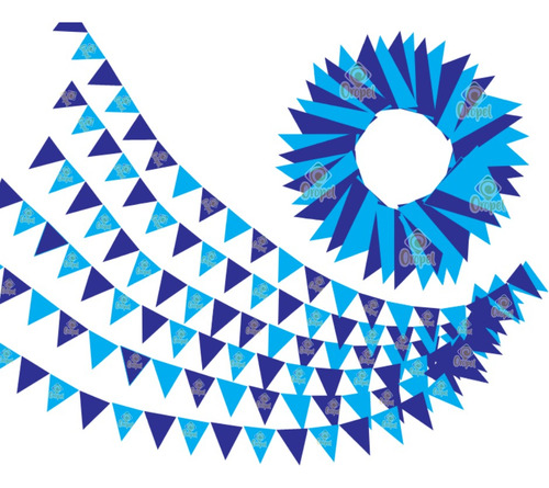 Banderín Fiesta Azul Cielo/azul Rey Oropel 100m. Azul Rey/azul Cielo Banderín Fiesta Azules Oropel