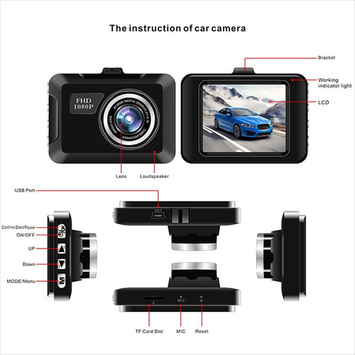 Cámara De Coche Dvr Videocámara 1080p Full Hd Video Regan