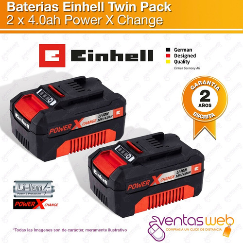 Imagen 2 de 5 de Bateria 18v Power X-change Einhell Pack X 2 Unidades