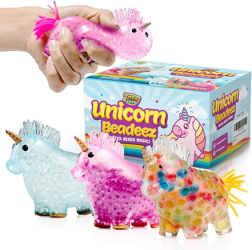 Beadeez Unicorn Squishy Balls De Estrés Juguete 3 Paqu...