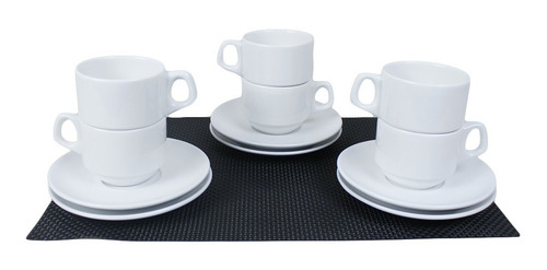 48 Tazas Y Platos Porcelana 220 Ml Restaurante Y Cafeteria Color Blanco