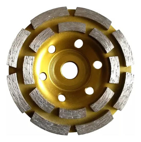 Muela Copa Disco Diamantada De 115mm Doble Fila Kualox Color Amarillo