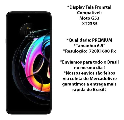 Sjpm Frontal Display Tela Touch Compatível Moto G53 Xt2335