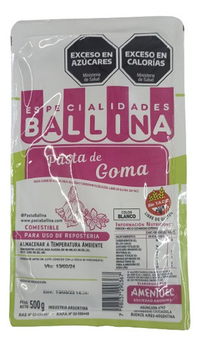 Pasta De Goma 500 Gr Ballina