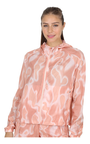 Campera Rompeviento Topper Mujer Crinkled Rosa Running