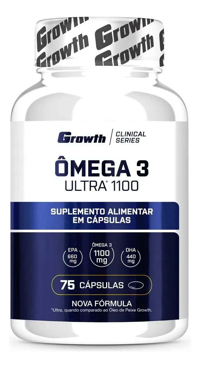 Growth Supplements Ômega 3 Ultra 1100 Óleo De Peixe 75 Softgel Growth Sem Sabor