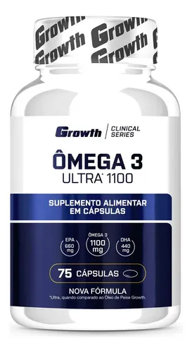 Ômega 3 Ultra 1100 Óleo De Peixe 75 Softgel Growth Sem Sabor