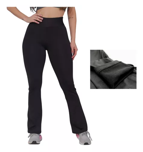 Kit 2 Calça Peluciada Flare Legging Suplex Boca De Sino Frio