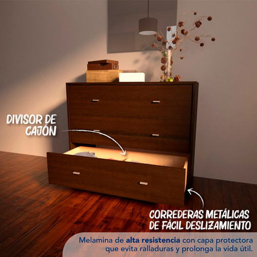 Cómoda Doble Centro Estant Cm100w Marrón