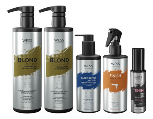 Wess Blond Sh+cd 500ml+sleep 250ml+finish 250ml+weshine45ml