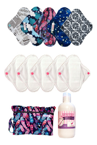 10 Pantiprotectores De Tela+ Detergente + Bolsa Impermeable