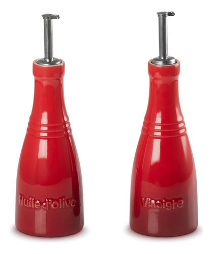 Juego De Aceitera Y Vinagrera Le Creuset, Cerámica Roja