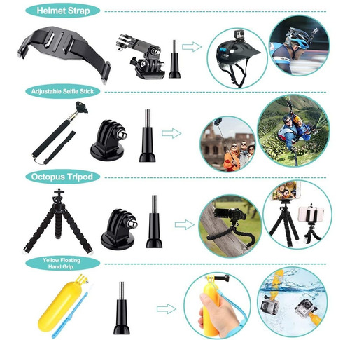 Imagen 3 de 7 de 61 En 1 Acción Cámara Accesorios Kit Para Gopro Hero 9 8...
