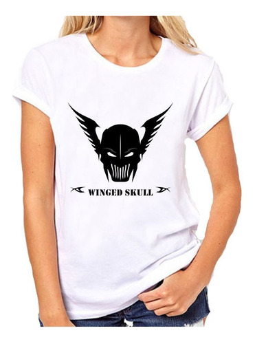 Remera De Mujer Winged Skull Mascara Casco Guerrero