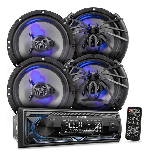 Steelpro Kit Autoestereo Bluetooth Y 4 Bocinas 6.5