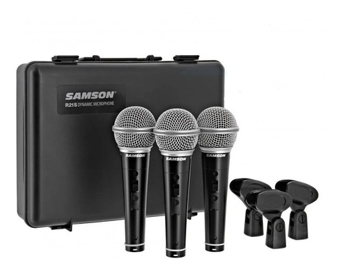 Imagem 1 de 4 de Kit 3 Microfones Samson R21s Cardióide Dinâmico C/ Cachimbo