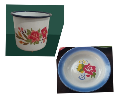 Combo Taza O Pocillo De Peltre Y Un Plato De Peltre