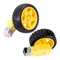 Comprar Kit (x2) Motor Dc Con Cables Caja Reductora + Rueda Goma