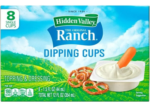 Aderezo Ranch Hidden Valley En Tazas Individuales 44ml C/u 