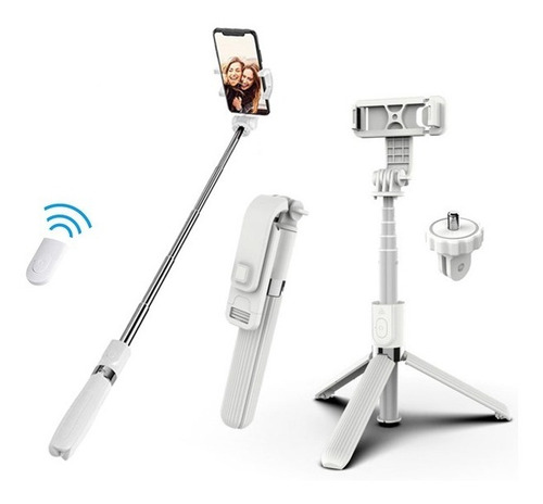 Imagen 9 de 10 de Palo Selfie Celular Gopro Bluetooth Aluminio Tripode 82cm