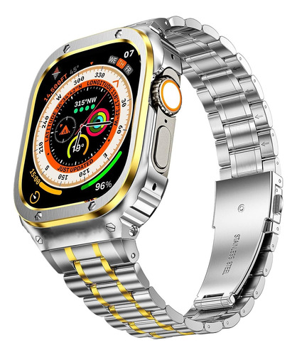 Malla Y Funda P/apple Watch Ultra 2/1 49mm Plateado&dorado