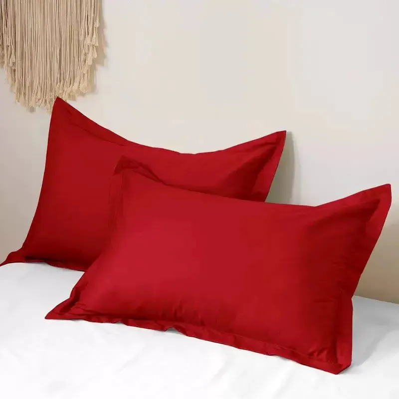 Funda Almohada Pack x2 Burdeo, Con Bordes.