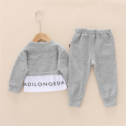 Conjunto Casual De Algodón Sudadera Y Pantalones Para Niños Gris 2-3 A