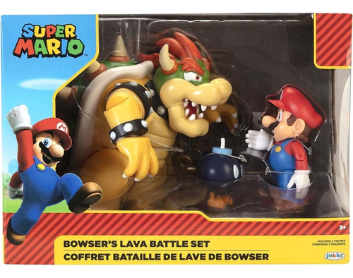 Super Mario Bowser Lava Battle Set Diorama Con 3 Figuras