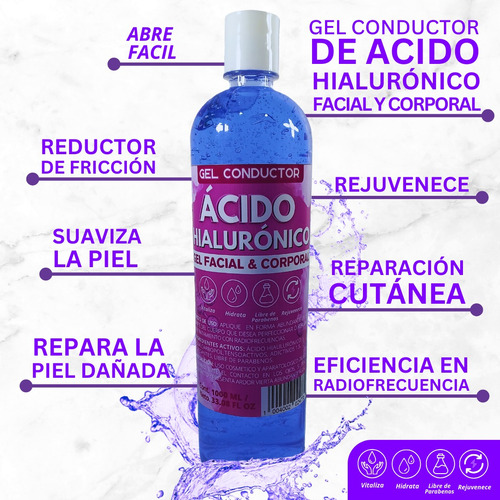 Gel Conductor Hialuronico Corporal Aparatología 1 Lt Relingo