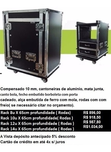 Rack Para Amplificador - 14u X 65cm Profundidade ( Rodas )