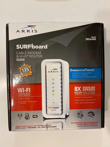 Router Wifi + Modem Arris Sbg6400. Blanco.