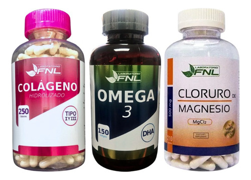 Colageno 250 C + Omega 3 150 C + Cloruro De Magnesio 210 C