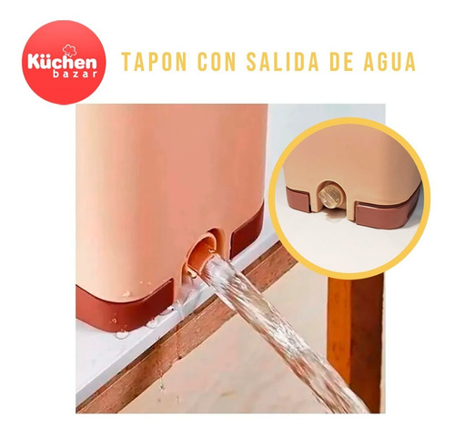 Imagen 7 de 10 de Balde Limpiador De Piso Giratorio Con Mopa Plana