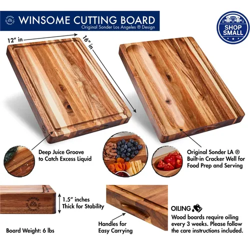 Gran Tabla De Cortar De Madera Gruesa Multiusos Reversible:.