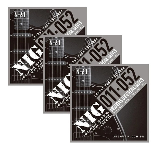 Encordoamento Nig Para Guitarra 011 N61 + Palheta