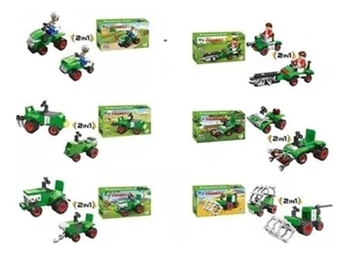 6 Bloque Para Construir Tractor De Granja Bloques Juguete