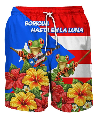 Pantalón Corto De Hombre Con Estampado 3d De Puerto Rico