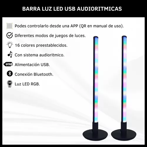 Barra De Luz Led Rgb X2 Audioritmico 40cm Usb Con Control