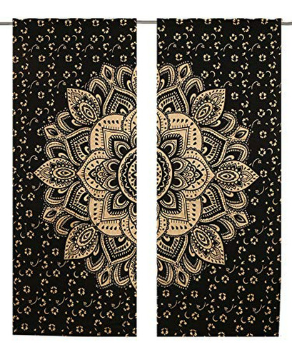 Brand: Janki Creation Negro Oro Mandala Cortina